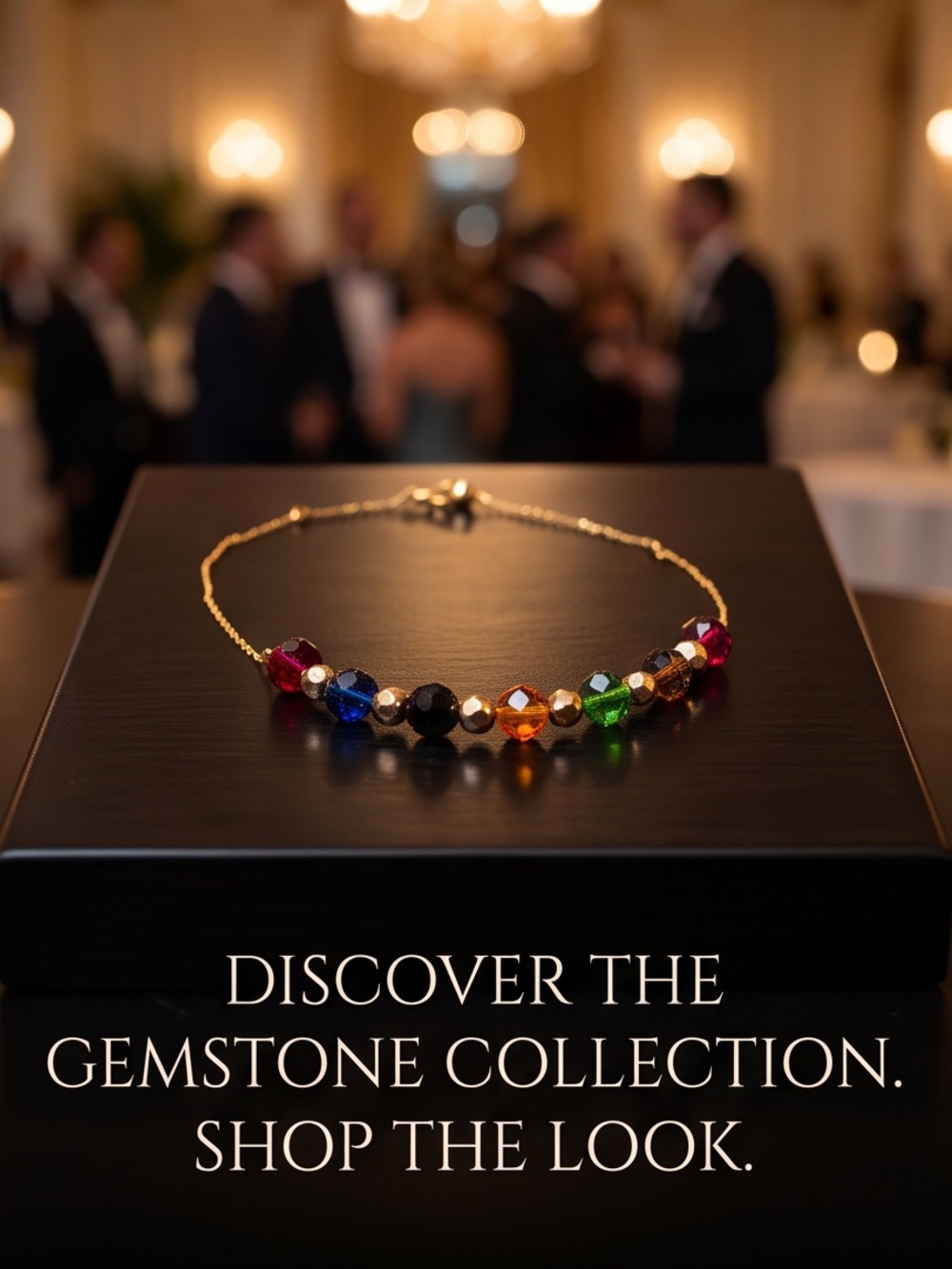 Gold Chain Gemstone Bead Necklace in Multicolor - Women Jewelry